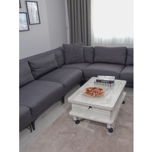 kolexonline Helsinki Akıllı Sehpa Antik Renk Tekerli Orta Sehpa 60x90 cm Modern Tasarım
