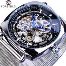 Hanyang W1076-6 Forsining Yeni Moda Mekanik Saat Erkekler Için Kare Otomatik  Analog Gümüş Ince Örgü Çelik Bant Izle Relojes Hombre (Yurt Dışından)