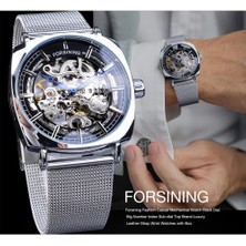 Hanyang W1076-6 Forsining Yeni Moda Mekanik Saat Erkekler Için Kare Otomatik  Analog Gümüş Ince Örgü Çelik Bant Izle Relojes Hombre (Yurt Dışından)