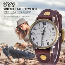 Hanyang Koyu Kahverengi Ccq Vintage Inek Deri Bilezik Izle Kadın Bilek Saatler Rahat Lüks Kuvars Izle Relogio Feminino Sıcak Satış (Yurt Dışından)
