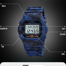 Hanyang Mavi Reloj Hombre Skmei Marka LED Izle Erkekler Spor Saatler Dijital Askeri Saat 50 M Su Geçirmez Açık Elbise Kol Saatleri (Yurt Dışından)