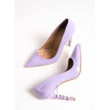 Modabuymus Giga Lila Rugan Taşlı Yüksek Topuklu Stiletto Abiye Ayakkabı