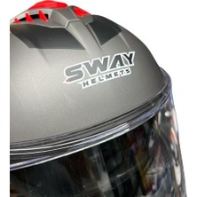 Sway Sw 865 Gri Kırmızı Kapalı Kask L