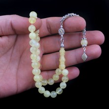 Takı925 Damla Kehribar Tesbih Zirkon Taşlı Gümüş Püsküllü