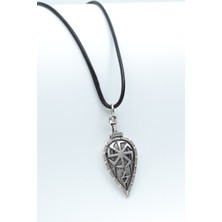 Viking Kolovrat Kalkan   Gümüş Kaplama Unisex Deri İp Kolye kod 396