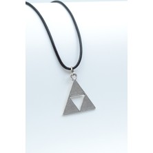 The Legend Of Zelda - Üçgen  Gümüş Kaplama Unisex Deri İp Kolye kod 375