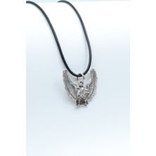 Kartal  Gümüş Kaplama Unisex Deri İp Kolye kod 353