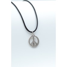 Had Safha Accessories Minimal Barış Sembolü Deri Ip Kolye