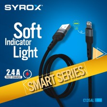 Syrox C135AL 2.4A Hızlı Iphone Lightnıng Şarj & Data Kablosu - Soft Indicator Light Smart Serıes 2.4A Fast Charge C135AL