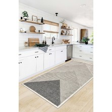 West Home Dijital Baskı Makinede Yıkanabilir Kaymaz Taban Leke Tutmaz Bej Mutfak Halısı Salon Halısı ve Yolluk