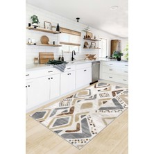 West Home Dijital Baskı Makinede Yıkanabilir Kaymaz Taban Leke Tutmaz Mutfak Halısı  Salon Halısı ve Yolluk