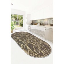 West Home Dijital Baskı Makinede Yıkanabilir Kaymaz Taban Leke Tutmaz Oval Mutfak Halısı Salon Halısı ve Yolluk