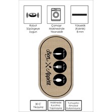 Lavita Home Dijital Baskı Makinede Yıkanabilir Kaymaz Taban Leke Tutmaz Bej Oval Mutfak Halısı  ve Mutfak Yolluk