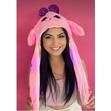 Ebmer Pembe Renk Işıklı Şapka Kulakları Oynayan Şapka Hareketli Kulaklık