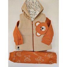 Madebyalm Kapşonlu Yelekli Uzun Kollu  3lü Takım Erkek Bebek