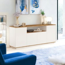 L'occi Concept Delphin Konsol 4 Kapaklı Raflı 180CM Çam-Beyaz DLP15-AW