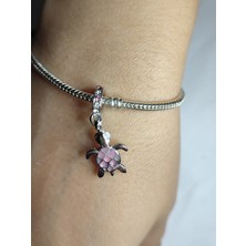 Stone Family Çelik Bileklik Uyumlu, Pempe Kaplumbağa Sallantılı Charm