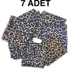 Naz İpek 7'li Set Hediyelik Leopar Desen Flamlı Pamuklu Yazma Eşarp 100X100CM