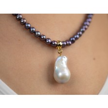 Flechazo Jewelry Mor Inciler ve Doğal Barok Incili Elyapımı Kolye