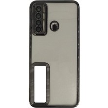 Pluscep Aksesuar Tecno Camon 17 ile Uyumlu Roma Lensli Lazer Slot Şeffaf Kapak Telefon Kılıfı