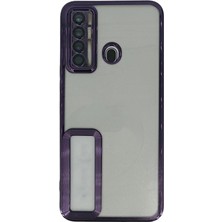 Pluscep Aksesuar Tecno Camon 17 ile Uyumlu Roma Lensli Lazer Slot Şeffaf Kapak Telefon Kılıfı