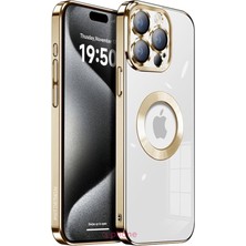 SPHONE Apple iPhone 15 Pro  Kılıf Kamera Mercek Üstü Cam Korumalı Logo Açık Renkli Arkası Şeffaf Titanium Case Omega