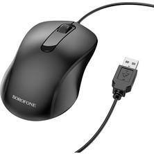 Borofone Mouse Kablolu 1000 Dpi Optik Siyah USB Kablolu Pc/laptop / Tak Çalıştır Bg4 Mouse