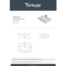 Turkuaz Seramik Ibiza 61 cm Etajerli Lavabo