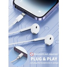 Coverzone Tak Çalıştır Lightning Uçlu Mikrofonlu Kulaklık iPhone 13 Serisine Kadar Destek iPhone 11 ve 12 Uyumlu Lightning Earpods Kulaklık