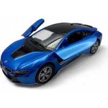 Peda Toy Bmw I8 Model Araba 1,36 Ölçek Lisanslı Çek Bırak Araba Kapı Aç Kapa Mavi