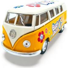 Peda Toy Metal Model Volkswagen Transporter Lisanslı Çiçekli Araç Die-Cast Araba 1,36 Çek Bırak Kapı Aç Kapa