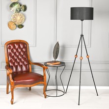 Dede Ahşaplı Tripod Lambader Siyah