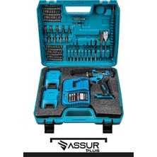 Assur Plus 12v 1.5Ah Metal Şanzıman Çift Akülü 84 Parça Şarjlı Matkap Akülü Vidalama