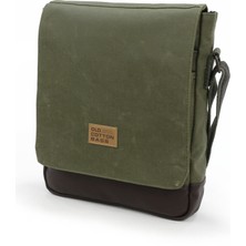 Old Cotton Cargo Old Cotton 7112 Haki Yeşil Suya Dayanıklı Mumlu Kanvas Çapraz Askılı Postacı Vintage Omuz Okul Çantası