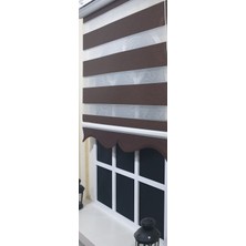 Storburada Zebra Stor Perde Kahverengi  Etek Dilimli ST 004