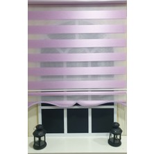 Storburada Zebra Stor Perde Organze Lila Etek Dilimli STB903