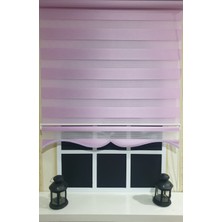 Storburada Zebra Stor Perde Organze Lila Etek Dilimli STB903