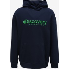 Discovery Expedition Lacivert Erkek Kapüşonlu Nakışlı Sweatshirt D3WM-SWT28