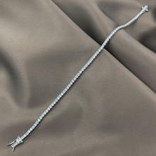Jewel By Aila 2 Mm. Su Yolu Pırlanta Kesim Rhodium Kaplama Kadın Gümüş Bileklik