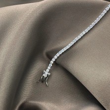 Jewel By Aila 2 Mm. Su Yolu Pırlanta Kesim Rhodium Kaplama Kadın Gümüş Bileklik