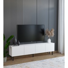 Suba Home Minimalist 160 cm Demir Ayaklı Beyaz Tv Ünitesi - Ideal Ebatlarla Modern Tasarım