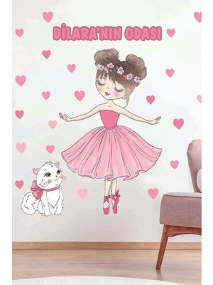 Sevimli Balerinler Kız Çocuğu Için Isme Özel Sticker Seti