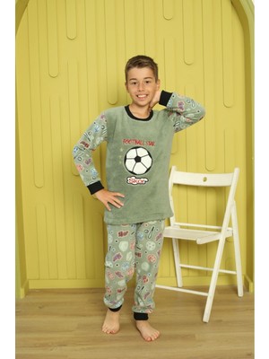 Sharin Erkek Çocuk Desenli Kışlık Welsoft Polar Pijama Takımı (BİR BEDEN BÜYÜK TERCİH EDİNİZ) 6E-5557
