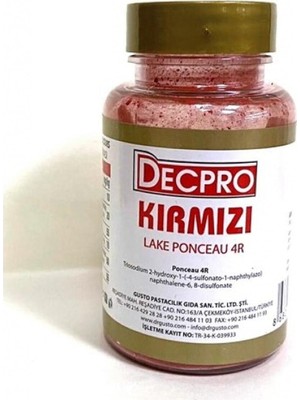 Decpro Yağ Bazlı Toz Çikolata Boyası Kırmızı 25 gr