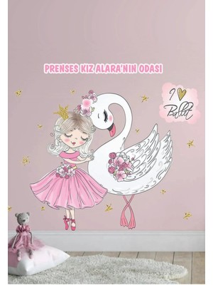 Kt Grup Minik Balerin ve Kuğu Isimli Çocuk ve Bebek Odası Kişiselleştirilebilir Sticker Seti
