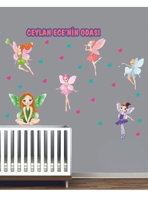 Kt Grup Periler Isimli Çocuk ve Bebek Odası Kişiselleştirilebilir Mega Sticker Seti