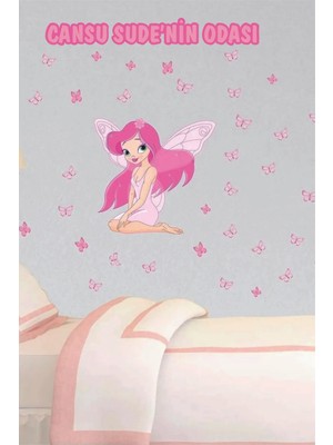 Kt Grup Kelebek Perisi Isimli Çocuk ve Bebek Odası Kişiselleştirilebilir Sticker Seti