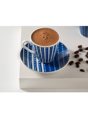 English Home Bellis Porselen 4 Parça 2 Kişilik Kahve Fincan Takımı Lacivert