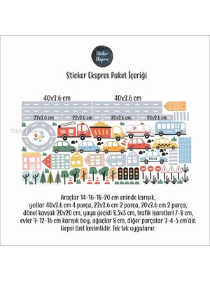 Sticker Ekspres Yollar Araçlar ve Trafik Çocuk Odası Duvar Sticker Seti