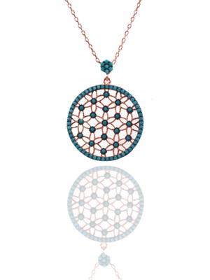 Neva Jewelry 925 Ayar Otantik Yaşam Çiçeği Firuze Taşlı Gümüş Kolye